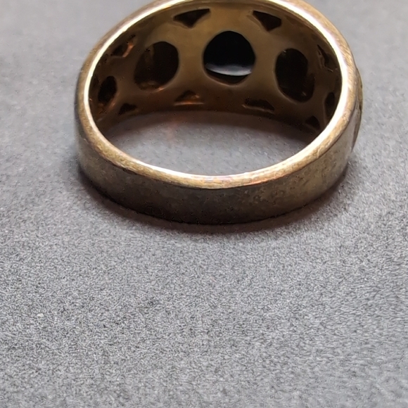 Men's Size 10 Silver 925 Ring With Black Stone And Accents - Picture 8 of 11